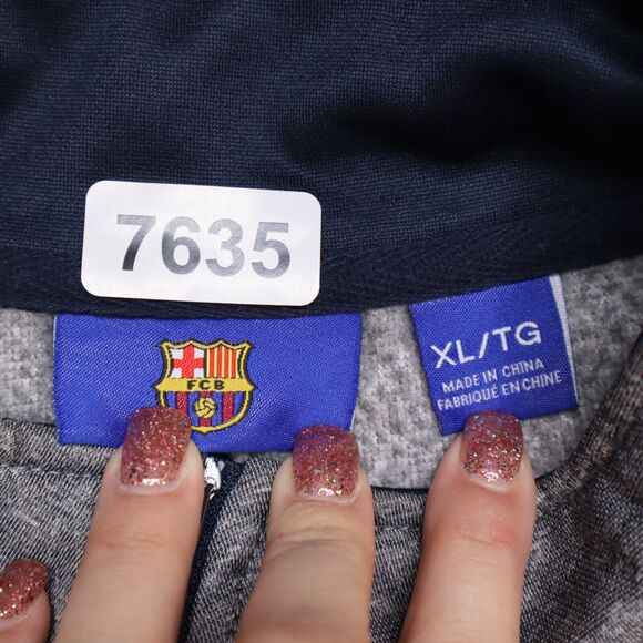 Barca FCB Soccer Club Track Jacket Men XL Gray Full Zip Up Casual Athletic - Picture 2 of 12